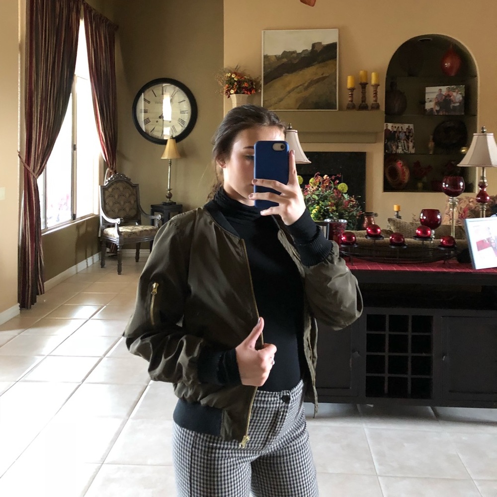 Army green bomber jacket!